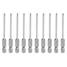 10pcs Magnetic Phillips Screwdriver Bit PH0 1/4" Hex Shank 75mm Long 2.5mm Rod