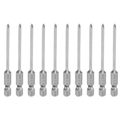 10pcs Magnetic Phillips Screwdriver Bit PH0 1/4'' Hex Shank 75mm Long 2.5mm Rod
