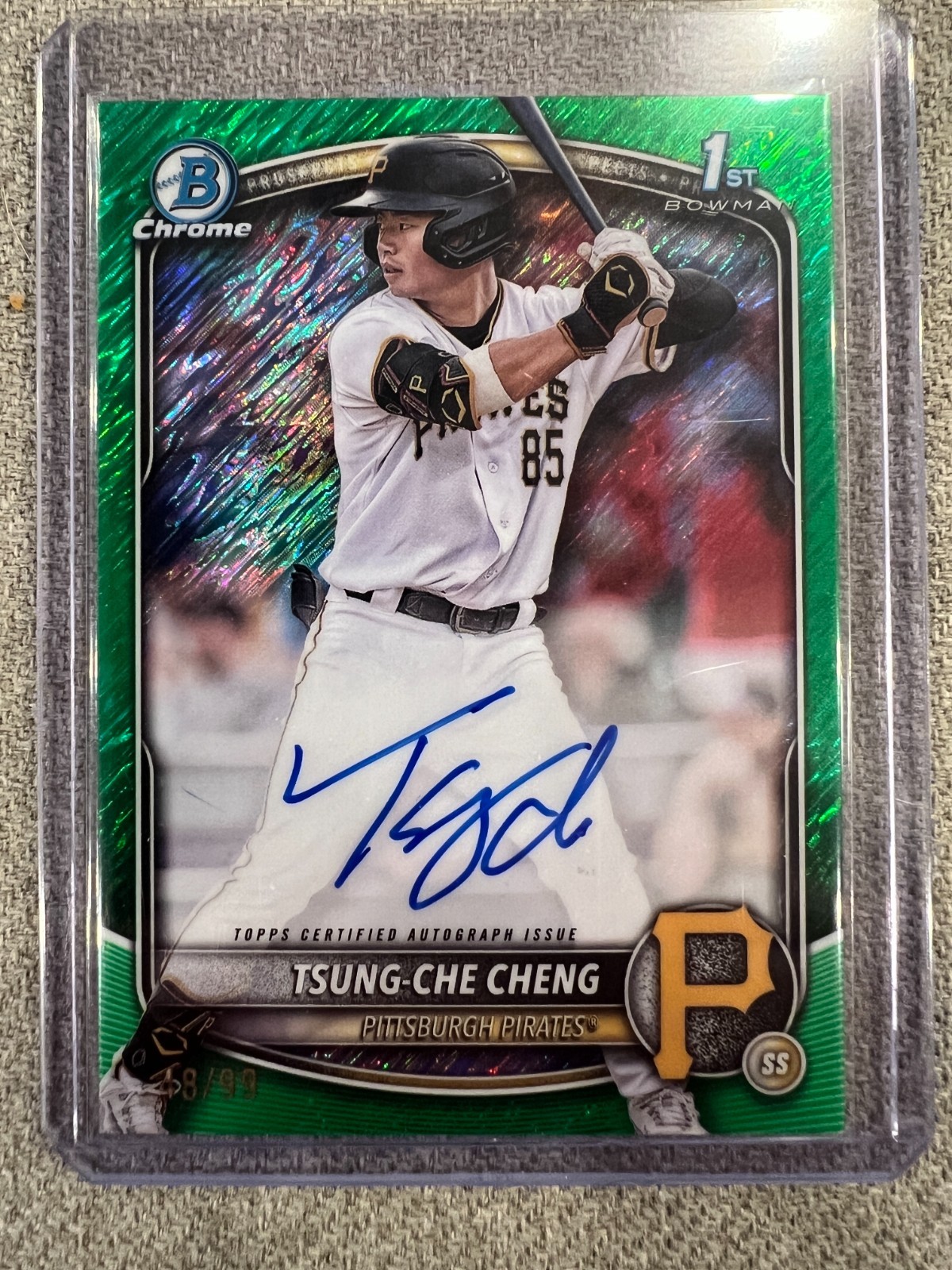 2025 Bowman Chrome 1st Tsung-Che Cheng Green Shimmer Refractor Auto /99 Pirates