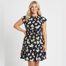 Time and Tru navy blue floral boho dress size 22 with pockets new without tags