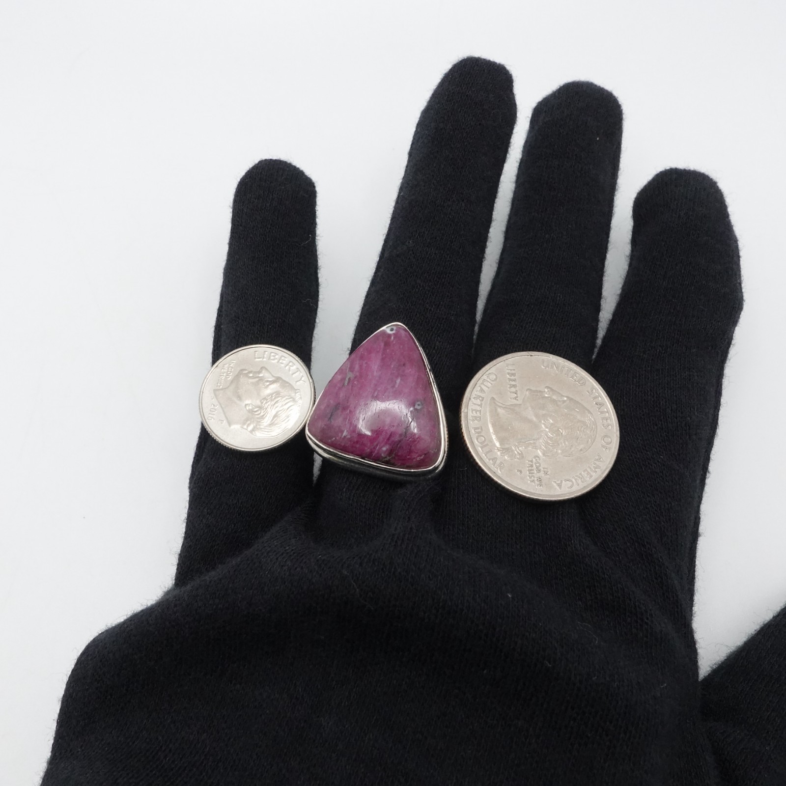 Sterling Silver Rubellite Asymmetrical Ring Size … - image 6