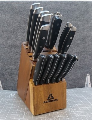 Acoqoos Knife Set With Wood Block Read Description 