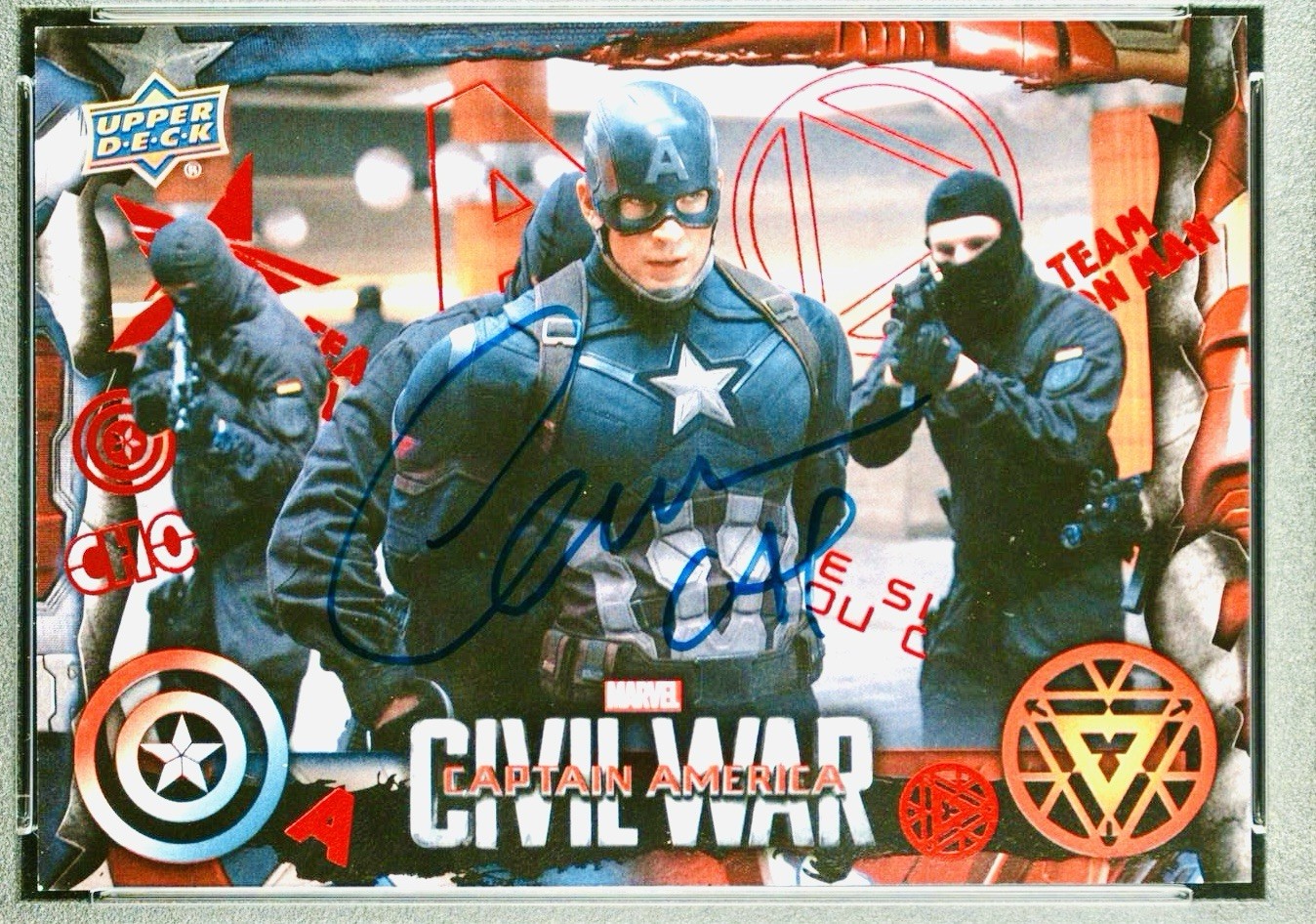 CHRIS EVANS SIGNED AUTO CAPTAIN AMERICA RED FOIL CARD PSA 7 AUTO GEM MINT 10 view 5