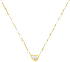 Gold Necklace for Women Dainty Heart Necklace 14K Gold Plated Tiny CZ Diamond Ne