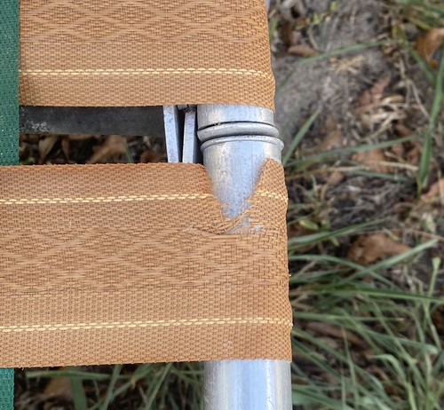 2 Aluminum Chaise Lounge Lawn Chairs Burnt Orange & Green Webbin Vintage Folding - Picture 13 of 17