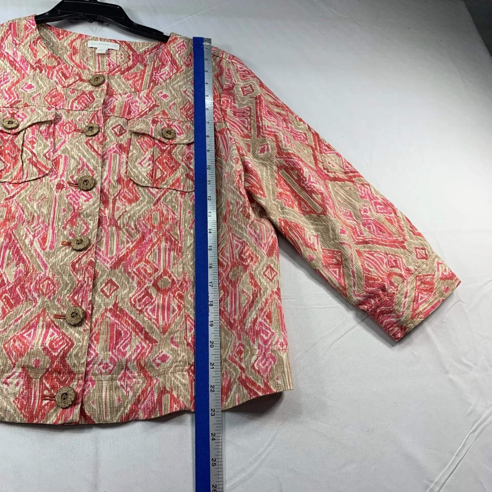 Abrigo Blazer Charter Club Mujer Talla Grande Rosa Tostado 100% Lino Peso Ligero Foto 4 de 4