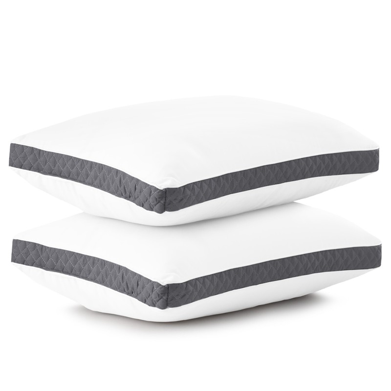 Gusseted Pillow Set of 2 Bed Pillows Neck Support Side & Back Sleepers Pillows