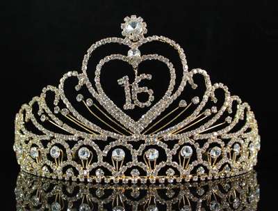 SWEET SIXTEEN 16 BIRTHDAY PARTY RHINESTONE TIARA CROWN W/ HAIR