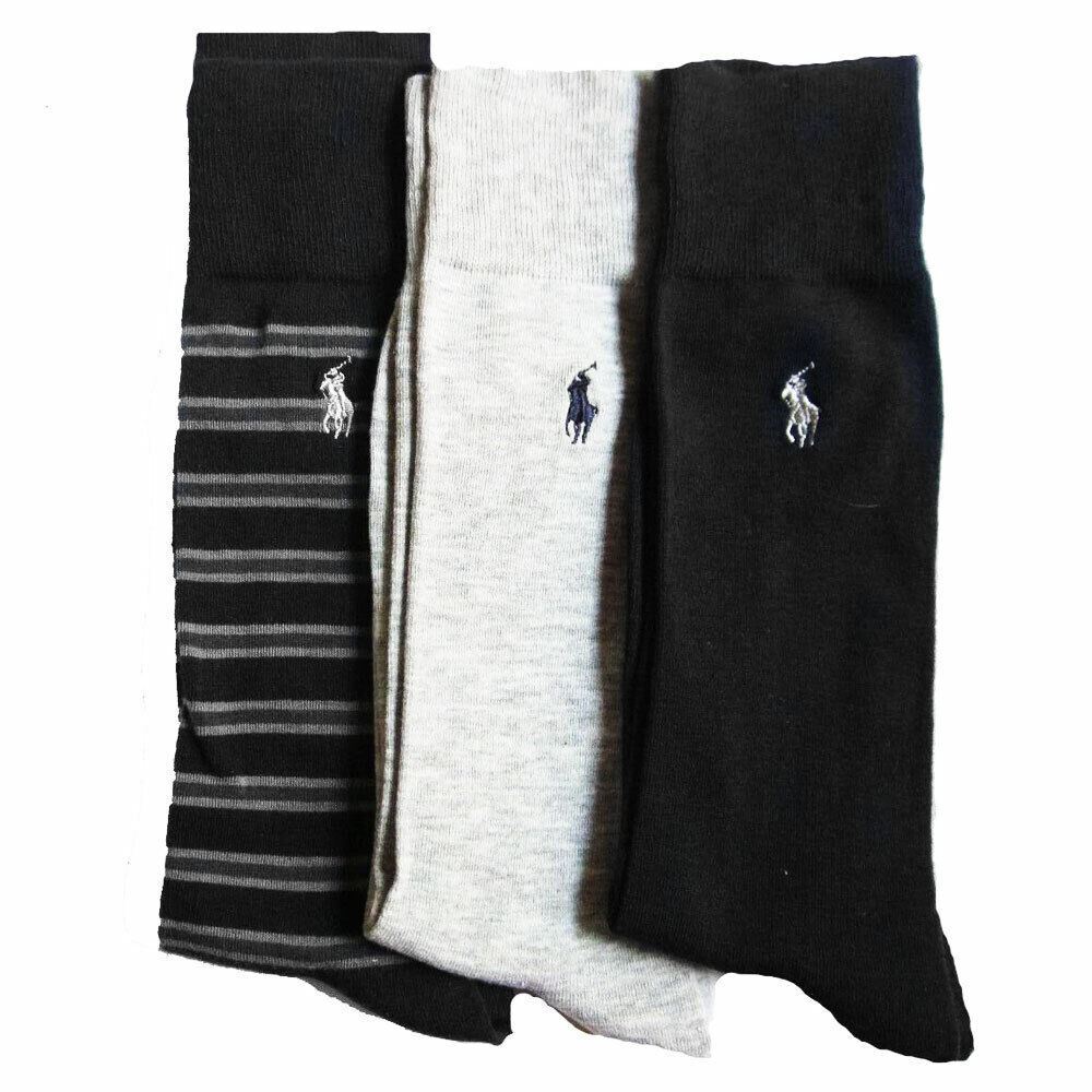 PONY 3 paia scarpe polo Ralph Lauren da uomo nere grigie a righe 10 13 6 12 5