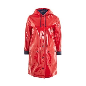 red patent raincoat