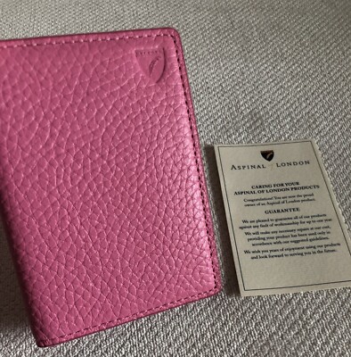 Aspinal of London Double Fold Leather Credit Card Holder in Pink UK