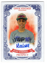 ALEXIS HERNANDEZ 2021 ONYX VINTAGE EXTENDED BASEBALL ON CARD AUTO BLUE INK /400