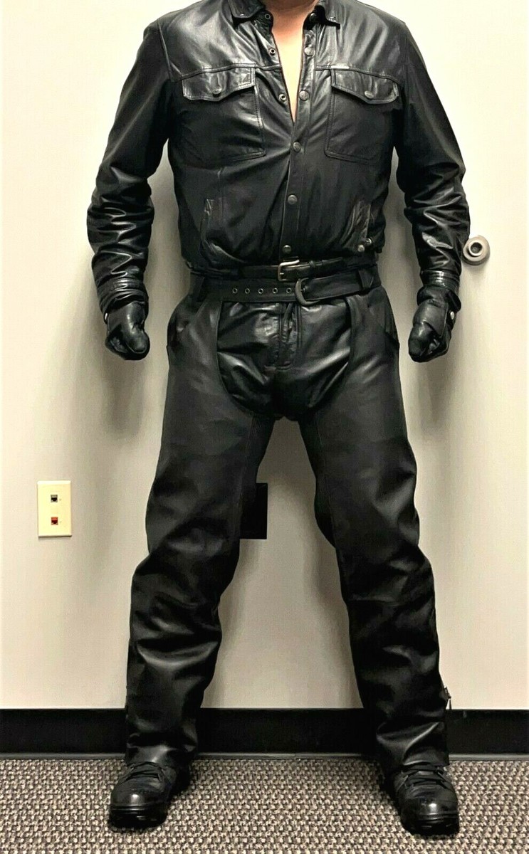 Harley Davidson Thick Black Leather Chaps Men's Size Small | eBay