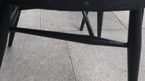 2x adult black painted vintage 1960s Ercol two bar stacking dining chairs - Picture 14 of 15