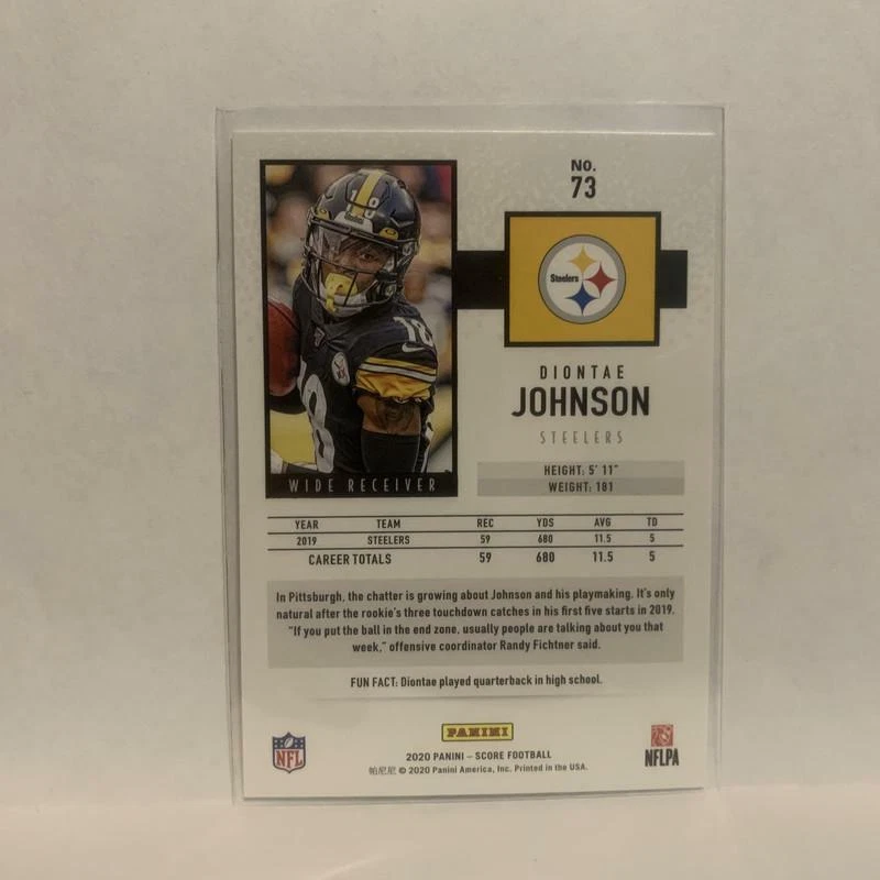 #73 Diontae Johnson Pittsburgh Steelers 2020 Score Football Card LV - Image 2 of 2