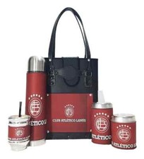 CA LANUS - JUEGO MATE con BOLSA - Mate + Bombilla + Azúcar + Yerbera + Termo