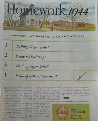 1944 Shell Oil Company Research production Wells Doodlebug drilling ad