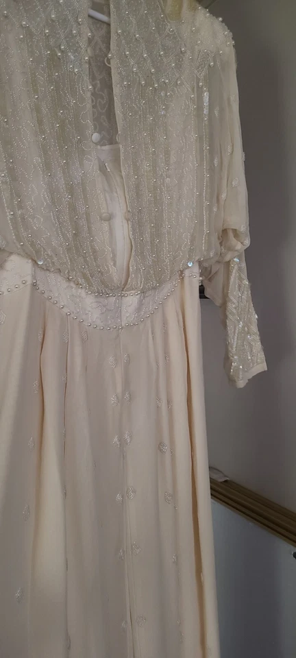 Vestido de baile de boda vintage eduardiano de seda Oleg Cassini  Foto 2 de 4