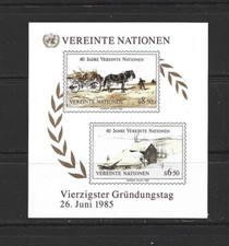 UNITED NATIONS - 1985 40th ANNIVERSARY WYETH  SOUVENIR SHEET - SCOTT 449 - MNH