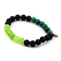 Armband Perlen Peridot + Chrysokoll + Lava 8 Mm. Hergestellt In Frankreich.