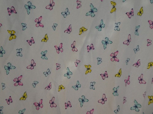 VTG Carters White Baby Blanket Butterflies Pink Blue Yellow Cotton Stretchy S1 - Picture 3 of 12
