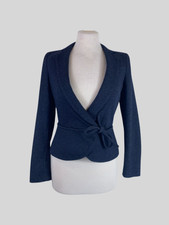 Emporio Armani Navy Cotton & Wool Cropped Jacket Size Uk8/us4