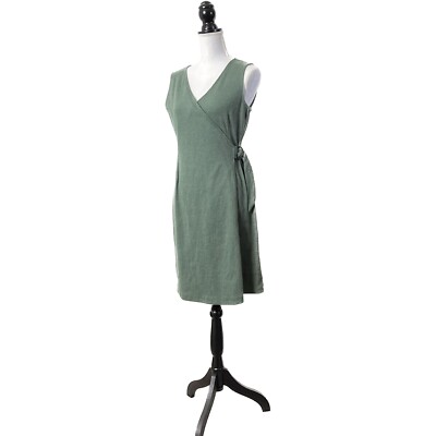 NEW Cynthia Rowley Faux Wrap Sleeveless Midi Dress Size S Olive Green  Neutral | eBay