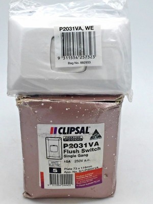 Clipsal P2031VA WE Flush Switch 1 Gang 250VAC 10A P2000 Standard Vertical x5