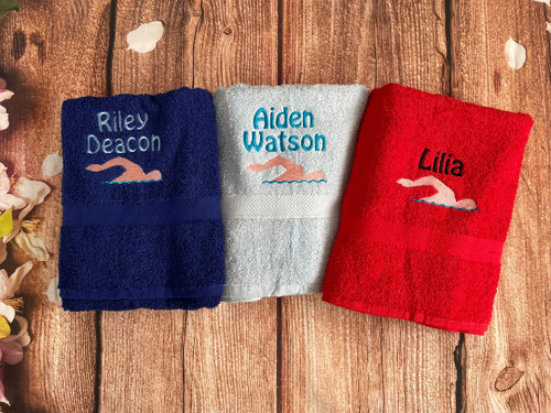 Embroidered Personalised with name. Swimming or Sports Towel. Ideal gift. - Picture 2 of 11