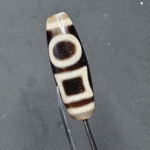 2 Square 2 Circle Vintage Himalayan Tibetan Agate Dzi Bead Amulet - Picture 11 of 23