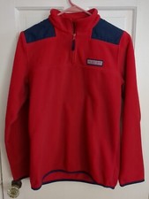 Vineyard Vines 1/4 Zip XLarge 18 Youth Red w Black Pullover Fleece Sweater