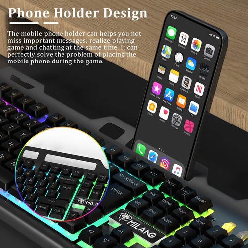 Gaming Keyboard and Mouse Wired Colorful Glowing Mechanical Feel Backlit For PC - Picture 11 of 15