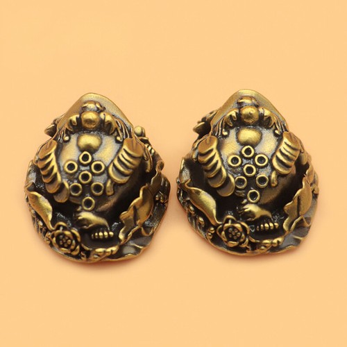 Feng Shui Toad Money Brass Chinese Fortune Golden Frog Tabletop Ornament - Picture 2 of 5