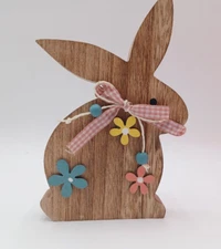 Carved Wooden Bunny Rabbit Rustic Country Primative Easter Holiday Decor