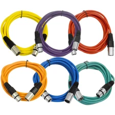 SEISMIC AUDIO (6 PACK) 10' XLR Microphone Patch Cables Color Cords