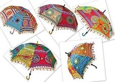 Indian 10 PC set Hand Embroidery Decorative Parasol Vintage Sun Shade Umbrella