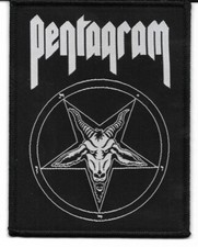 PENTAGRAM-RELENTLESS- WOVEN PATCH-BLACK BORDERS