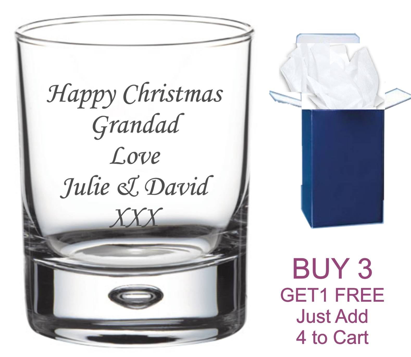 Personalised Engraved Whiskey Whisky Glass Tumbler for Christmas Birthday Gifts-image