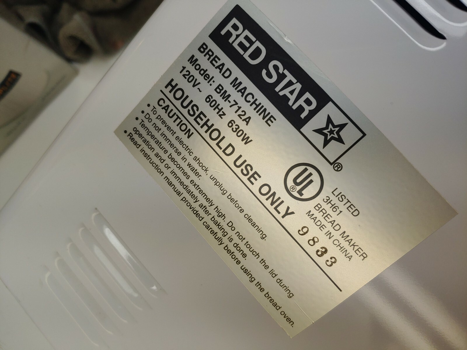 Automatic Red Star Bread Machine BM712A Breadmaker Maker 2.5 Cup