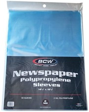 50 BCW 14X19 Inch Newspaper 2 Mil Storage Sleeves Clear Poly Art Photo Print