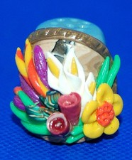 THIMBLE - FANCYPOLYMER CLAY FLORAL  ROSES & LILIES