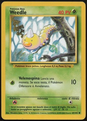 WEEDLE COMMON SET BASE 69/102 ITALIAN GOOD 1999 POKEMON TCG