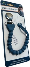Itzy Ritzy Sweetie Beaded Strap Pacifier Clip Blue Silicone NEW