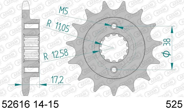 Ritzel Teilung 525 ZäHne 15 Ritzel Vorne Afam 52616-15-image