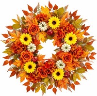 Herbst TüRkranz 60Cm Handgefertigt Mit KüRbis Sonnenblumen Rosen Eukalyptus Deko
