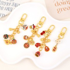 Gold Lucky Cat Charm Keychain for Phone Bag Zipper Good Fortune Gift Accessory