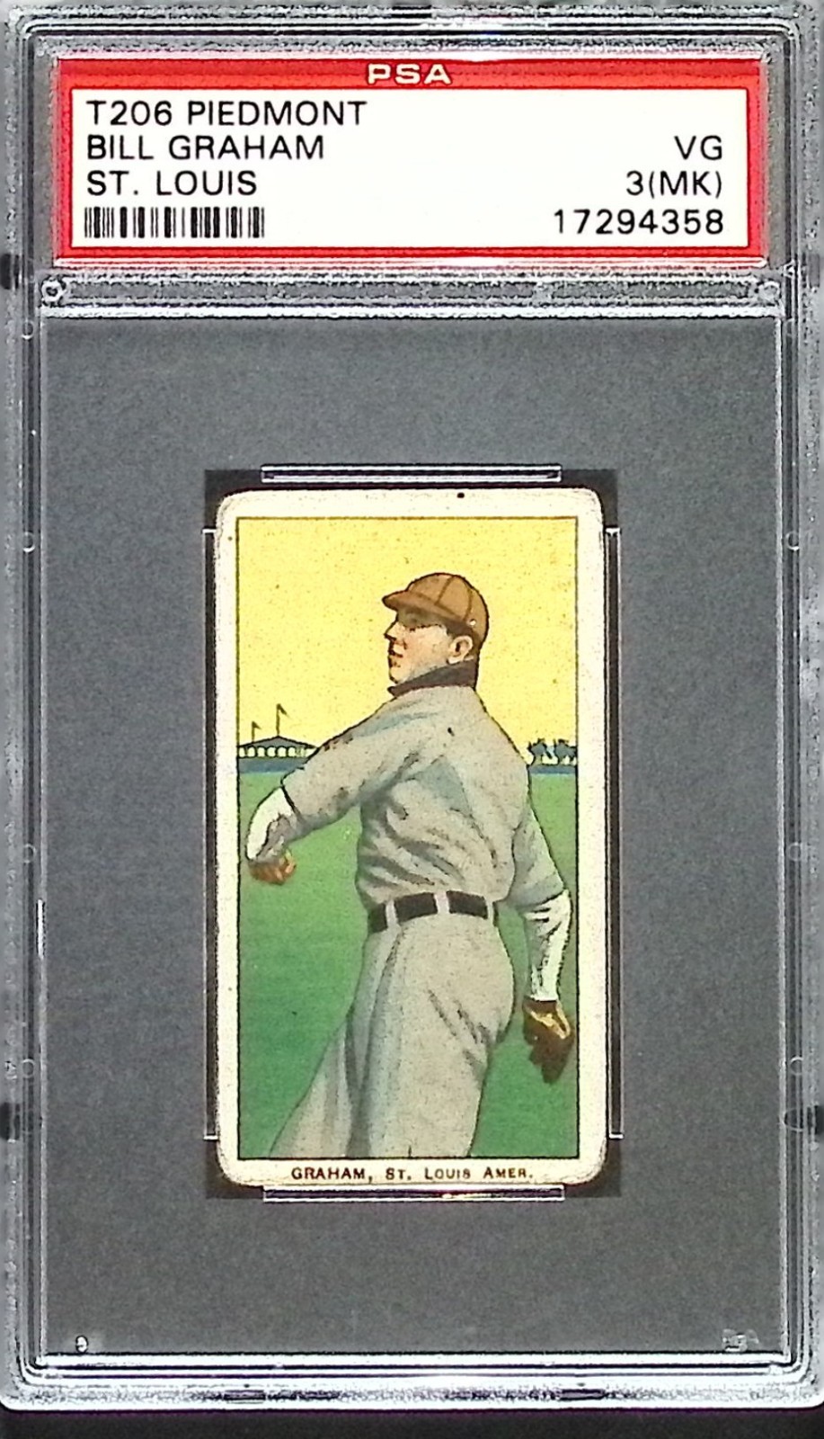 T206 Bill Graham Piedmont 350 PSA 3MK Baseball Card