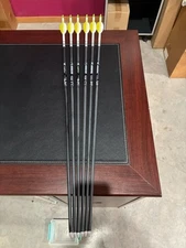 6 New Gold Tip Lightning Arrows, White Wraps, Fletched Points Installed