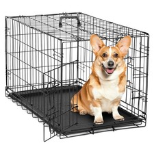 Scratch Time 36 Inch Large Double Door Dog Crate for Pets with Divider Panel
