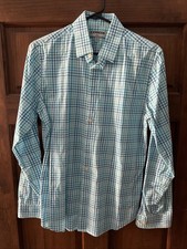 EXPRESS Fitted LS Casual Button Up Shirt Size Small Blue  White Checkered